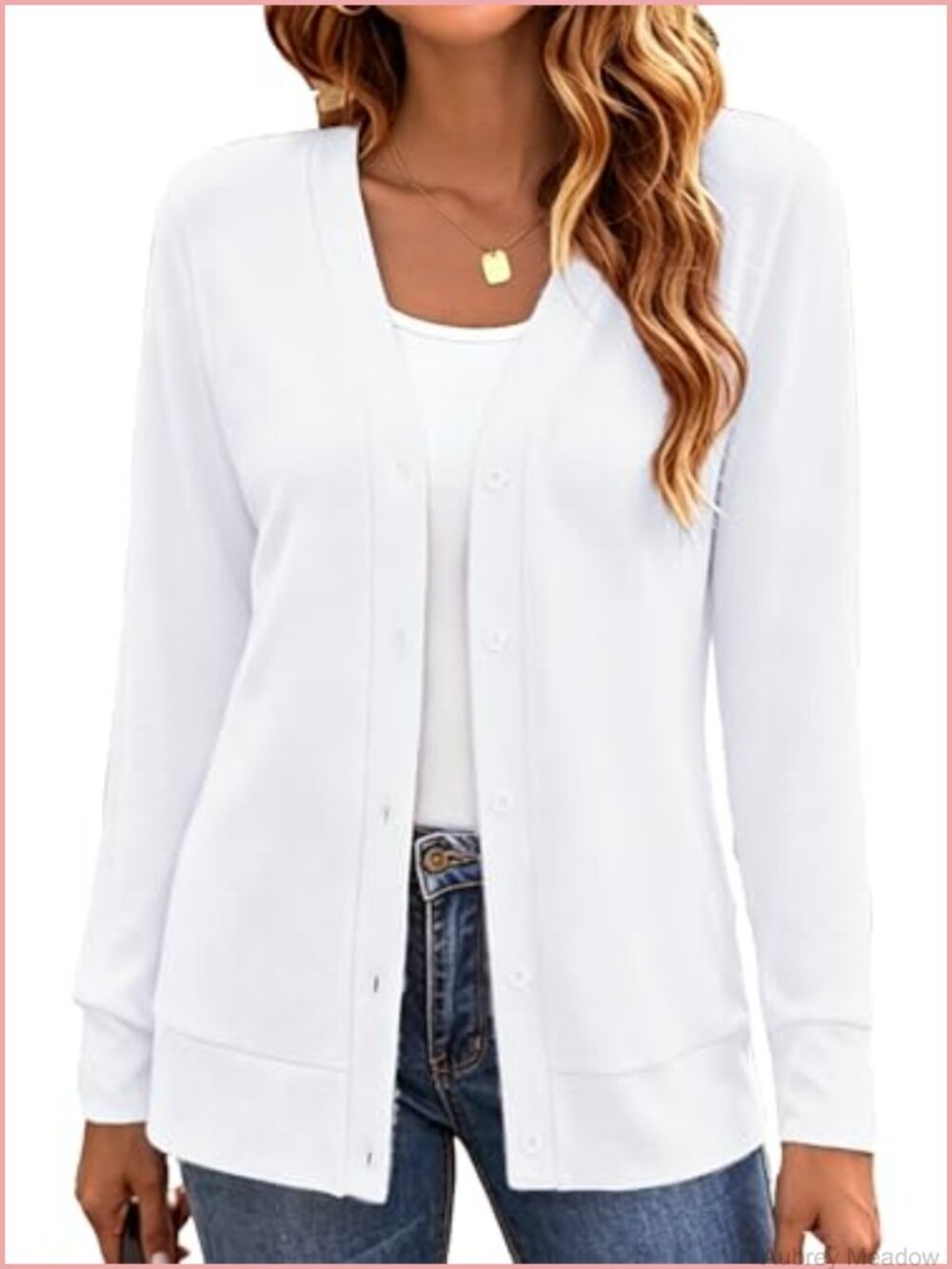 Womens V Neck Long Sleeve Button Down Lightweight Knit Cardigan Sweater